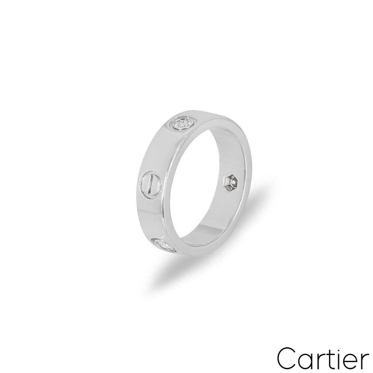 Cartier White Gold Half Diamond Love Ring Size 52 B4032500